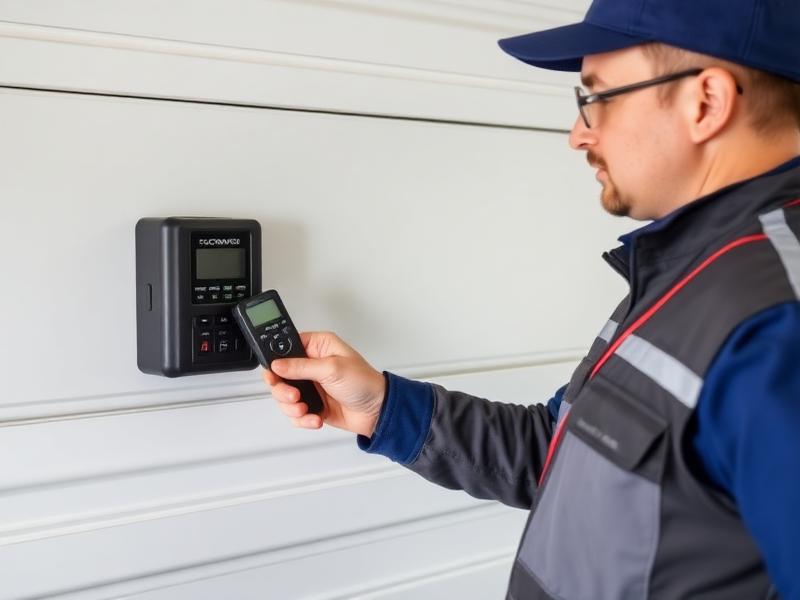 Garage Door West Harwich technician programming remote and keypad